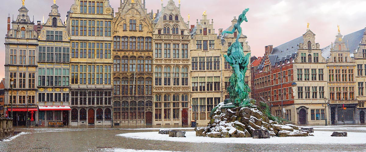 The Grote Markt in Antwerp during winter